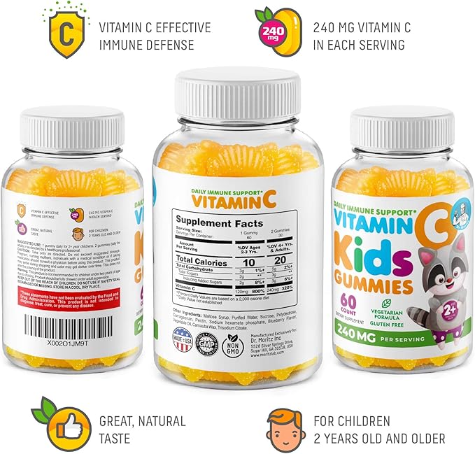 DR. MORITZ Vitamin D Gummies for Kids & Adults and Vitamin C Gummies (2 Pack)