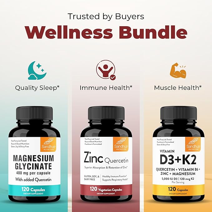Sandhu's Zinc Quercetin 120 Vegetarian Capsules (Pack of 1) | Zinc Supplements for Antioxidant Immune Support for Men and Women | Gluten, Soy, Dairy Free