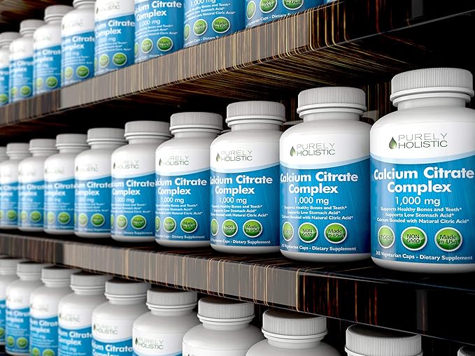 Calcium Citrate 1000mg - 365 Vegan Capsules not Tablets with Added Parsley, Dandelion and Watercress - Without Vitamin D - Made in The USA by Purely Holistic