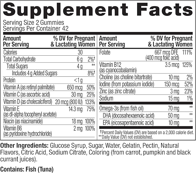 OLLY Essential Prenatal Gummy Multivitamin, Folic Acid, Vitamin D, Omega 3 DHA, Supports Healthy Growth and Brain Development, Citrus Berry - 84 Count