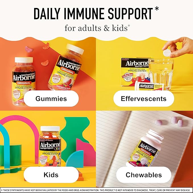 Airborne Vitamin C 1000mg (per Serving) - Citrus Chewable Tablets (96 Count in a Box) - Packaging May Vary