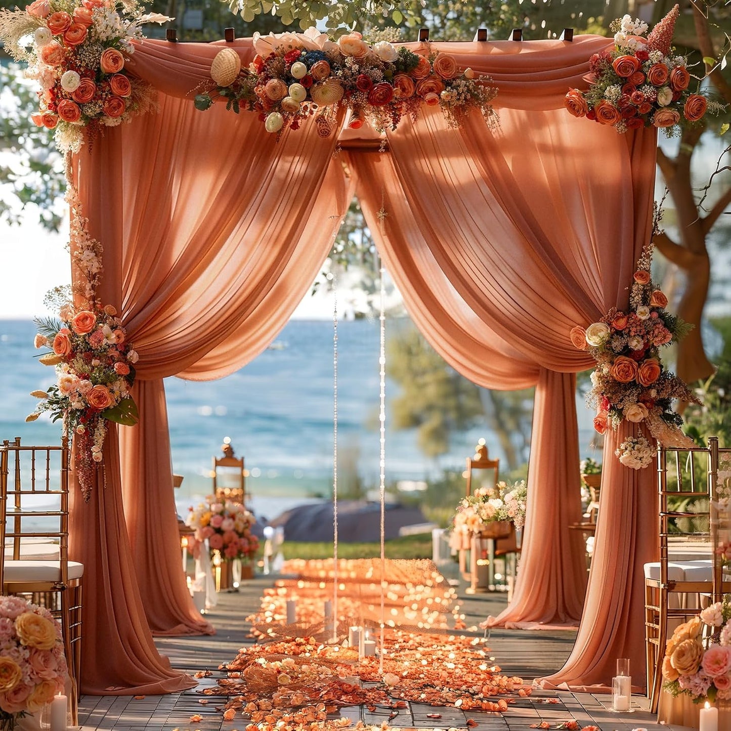 Terracotta Wedding Arch Draping Fabric 1 Panel 30'' x 20FT Terracotta Drapes Sheer Fabric Backdrop Arch Draping Fabrics for Wedding Ceremony Birthday Party Bridal Shower Decoration