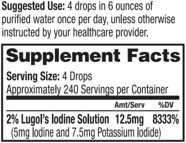 Dr. Tennant's Liquid Iodine Drops 2 Fl Oz | Lugol's Solution with Potassium Iodide | Helps Thyroid Function, Hormonal Balance, and Immune Health