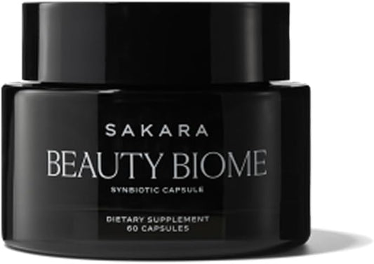 Sakara Beauty Biome – Daily Synbiotic for Skin & Gut Health with Probiotics, Dermaval®, Vitamins A, D, E, Antioxidants, Prebiotics & Enzymes – Supports Clear, Radiant, Hydrated Skin – 60 Capsules