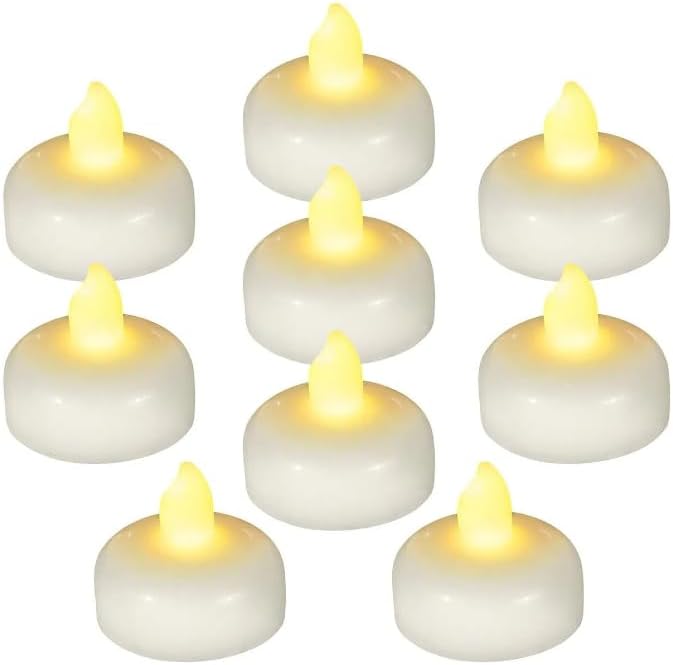 24pcs Warm White Flameless Waterproof LED Floating Candles,Battery Powered Outdoor Waterproof Flashing Tea lamp Voting Candle for Aquatic Ambiance - Wedding, Party, Spa