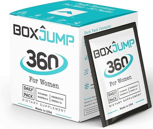 BoxJump Women’s Daily Multivitamin Packs with Essential Vitamins and Minerals – Includes Vitamins D, C, E, A, B12 for Energy, Endurance, Immune Support, Bone and Skin Health – 30-Day