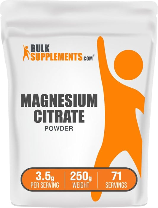 BulkSupplements.com Magnesium Citrate Powder - Magnesium 400mg Supplement, Easily Absorbable - Pure & Gluten Free, 3.5g per Serving, 250g (8.8 oz) (Pack of 1)
