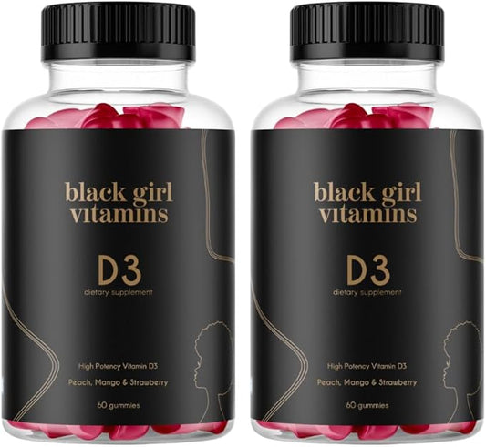 Black Girl Vitamins - Vitamin D3 Gummies, for Immune, Energy, and Bone Support, 2000IU (50mcg) Vitamin D per Serving, Gluten-Free Vitamin D Gummies