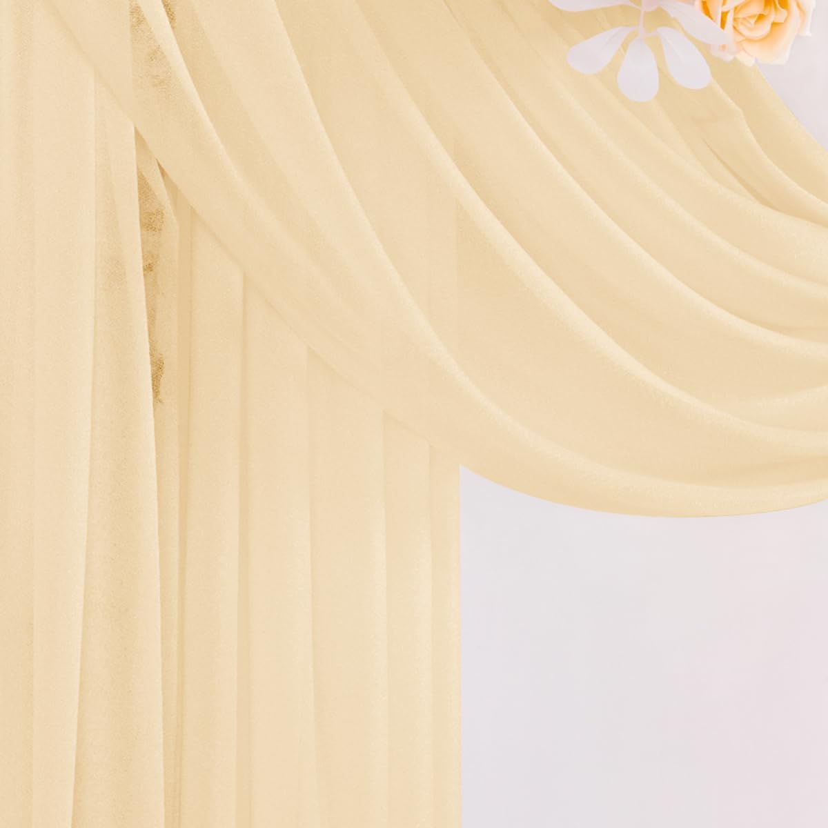 Champagne Gold Wedding Arch Draping Fabric 2 Panels 29" x 20 FT Wedding Drapes for Backdrop Sheer Curtains Drapes for Romantic Bridal Baby Shower Ceremony Birthday Party Fall Outdoor Events