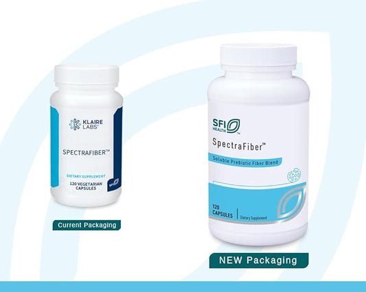 Klaire Labs SFI Health Spectrafiber - Hypoallergenic 9 Soluble Fiber Blend with Apple Pectin & Glucomannan, No Psyllium & Gluten-Free (120 Capsules)