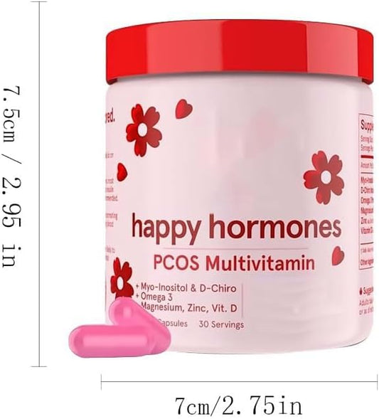 Happy Hormones PCOS Multivitamin Prebiotic Probiotic Blend Vaginal Health 120cap - Made in USA