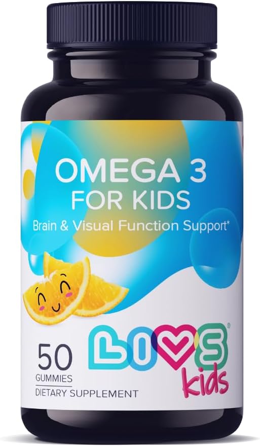 Omega 3 Gummies for Kids with Flaxseed Oil (Omega 3, 6, 9) | Brain Health, Focus & Eye Support Supplements for Children | Non GMO, Gluten Free Gummy Vitamin for Teens Heath | Orange Flavor -50ct