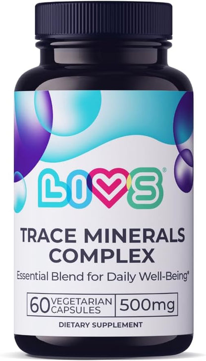 Trace Mineral Complex – 500mg Vegetarian Capsules | 11 Essential Trace Minerals for Immune, Cellular & Electrolyte Support | Daily Magnesium Supplement with Zinc, Potassium, Calcium – 60 Count