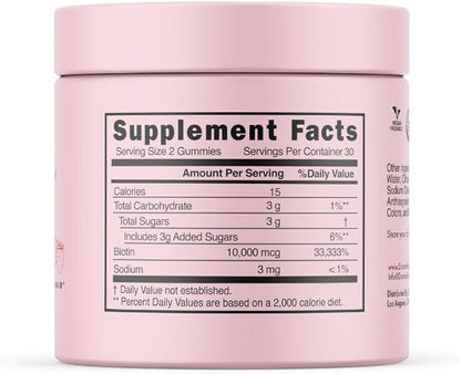 Donna's Recipe by Tabitha Brown | Vegan Strawberry Biotin Hair, Skin & Nails Gummies – 10,000 mcg Biotin, Clean, Non-GMO, Gluten-Free, 60 Gummies