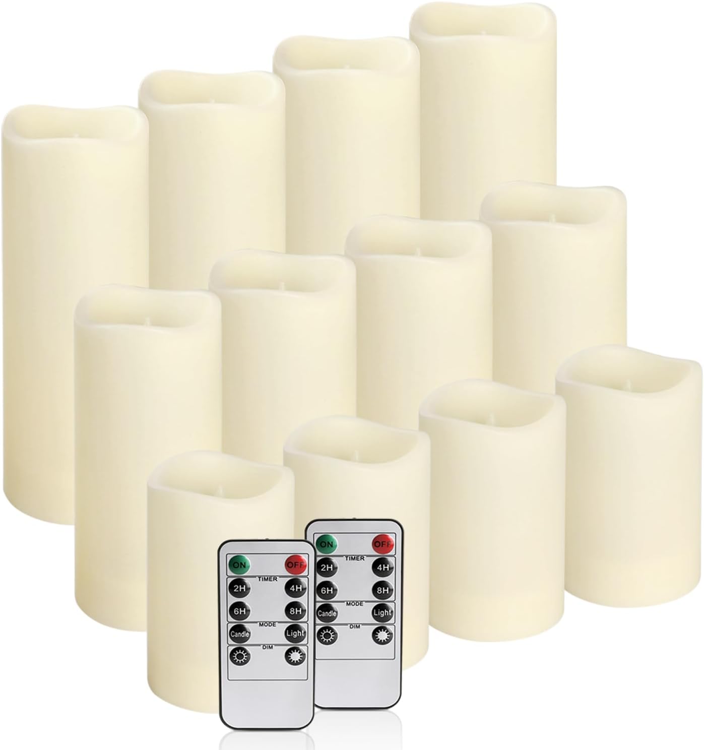 12-Pack LED Flameless Candles with Remote Control - Battery Operated, Timer, Dimmable, 3D Flame Flickering , Perfect for Halloween Christmas Parties,Wedding,Home Decor ,Gift and Special Occasions