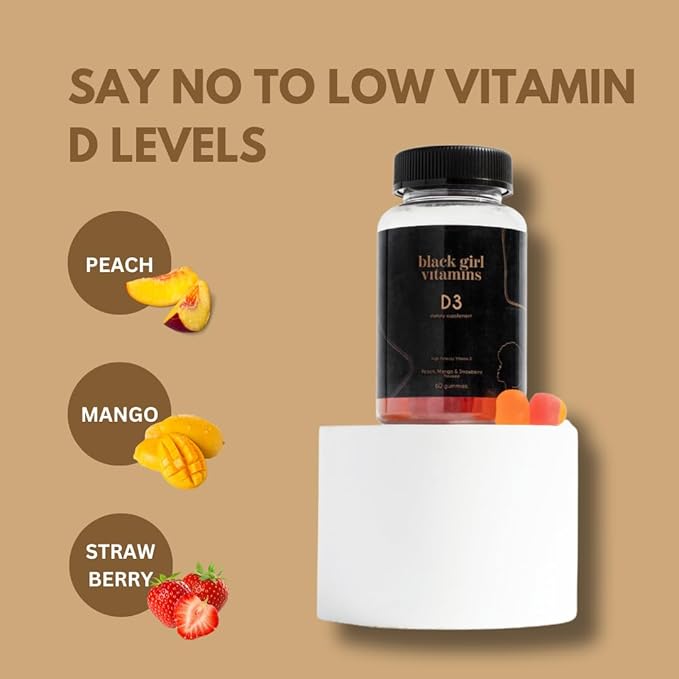 Black Girl Vitamins - Vitamin D3 Gummies, for Immune, Energy, and Bone Support, 2000IU (50mcg) Vitamin D per Serving, Gluten-Free Vitamin D Gummies