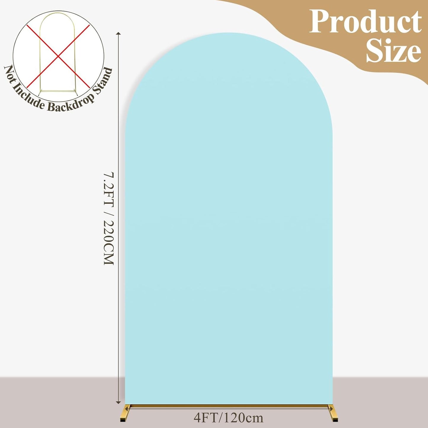 Ledido Wedding Arch Backdrop Cover 7.2FT Arch Covers Fitted Stretchy Spandex Round Top Stand Backdrop Cover for Wedding Banquet Ceremony Birthday Party Baby Shower Event Decoration,Blue