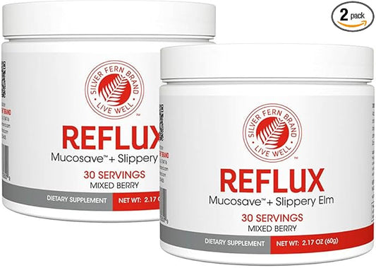 Reflux - Digestive Supplement - Each Tub = 30 Scoops = 30 Servings - Mucosal Support for Acid Issues - with Mucosave FG and Slippery Elm Bark (2 Tubs)