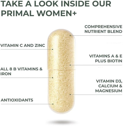 Primal Harvest Multivitamin for Women Vitamin A, Vitamin C, Vitamin D and E, Vitamin B12, B6, Biotin, Zinc Supplements, 60 Capsules (Womens 2 Pack)
