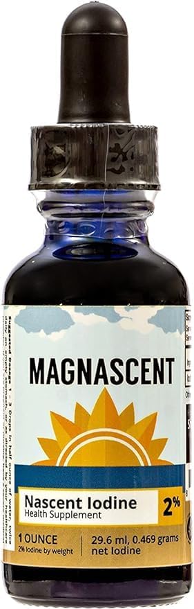 Nascent Iodine Organic Daily Health Supplement High Potency 2% Concentrated Liquid Iodine Drops Supports Energy & Metabolism (1oz/30ml)
