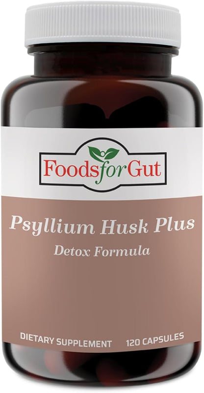 Psyllium Husk Plus Detox Formula | 1080mg | 120 Vegetarian Capsules | Healthier Gut & Improved Digestion | Daily Fiber Supplement for Women & Men | Supports Detoxification Process