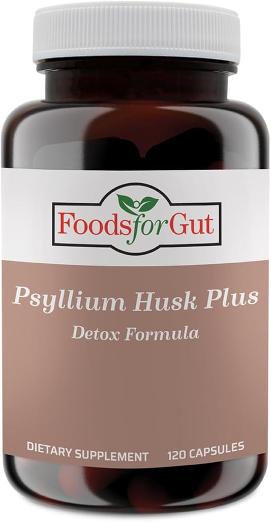 Psyllium Husk Plus Detox Formula | 1080mg | 120 Vegetarian Capsules | Healthier Gut & Improved Digestion | Daily Fiber Supplement for Women & Men | Supports Detoxification Process