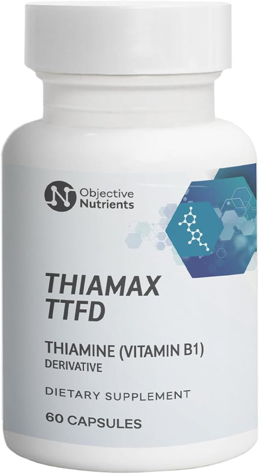 Thiamax Vitamin B1 (Thiamine TTFD), The Original, No Toxic Fillers, Supports Energy Metabolism, High Dose, Third Party Tested, All Active Ingredients 100mg, 60 Count