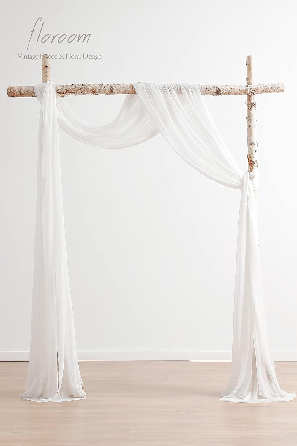 Floroom Wedding Arch Draping Fabric 2 Panels 20Ft White Chiffon Fabric Drapes Arbor Drapery Wedding Ceremony Reception Swag Decorations