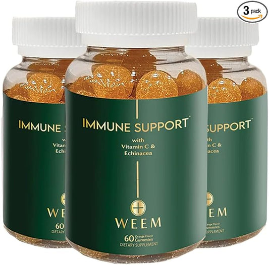 WEEM Immune Support Gummies - Vitamin C - Zinc - Echinacea - Health System Support - Alternative to Pills, Gluten-Free, Natural Supplement for Kids and Adults - 3 Pack