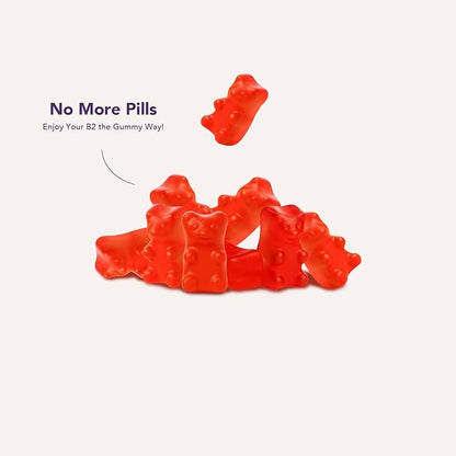 Vitamin B2 Gummies 400mg | Riboflavin 400mg with CoQ10 150mg, Magnesium 200mg, Zinc 10mg | B2 Vitamin 400mg for Kids & Adults, Nervous System & Skin Health | 60 Vegan Chewables