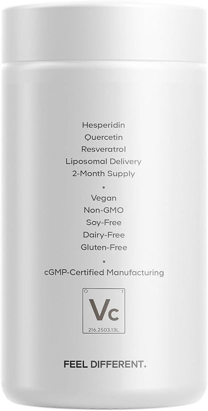 Codeage Liposomal Vitamin C+ Platinum - 1000 Mg Vitamin C Vitamins, Glutathione, NAC (N Acetyl Cysteine), Resveratrol, CoQ10, Rutin, Elderberry, Quercetin, Rosehip, Citrus Bioflavonoids - 180 Capsules