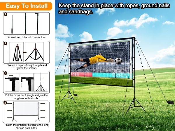 iMounTEK Backdrop Stand with Projector Screen - 16:9 4K HD 120 inch Portable Projector Screen Outdoor Indoor Lightweight Movie Screen with Carry Bag for Wedding Home Backyard Movie Night