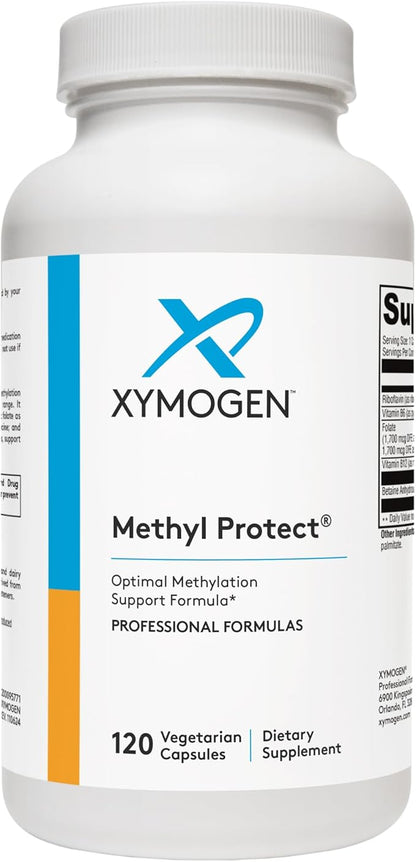 XYMOGEN Methyl Protect - Optimal Methylation Formula with Methyl Folate, Vitamin B12 (Methylcobalamin b12), Riboflavin + B6 Vitamins - Cognitive, Homocysteine + Heart Health Supplements (120 Capsules)