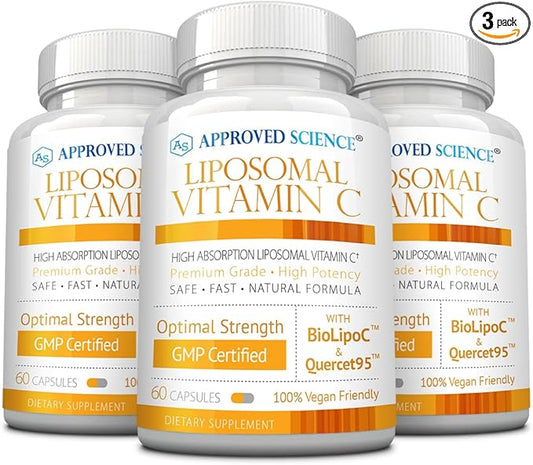 Approved Science Liposomal Vitamin C - 1100 mg - 180 Capsules - Immune Support, Boost Collagen, Antioxidant - High Absorption - Fat Soluble - Non GMO - Vegan - Made in The USA