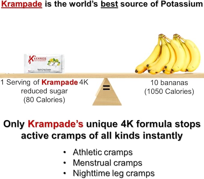 Electrolytes Powder Potassium Supplement - 4000 mg K+, >4X More Than Coconut Water | Instant Cramp Relief | Hydration Powder
