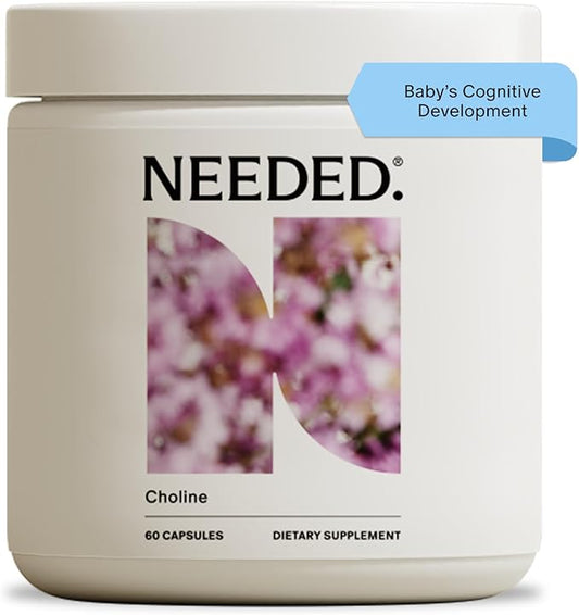 Needed. Prenatal Choline for Cognitive Development - Choline Supplement Aids Baby Brain Development - Supports Healthy Pregnancy & Metabolism - Third Party Tested - 60 Capsules