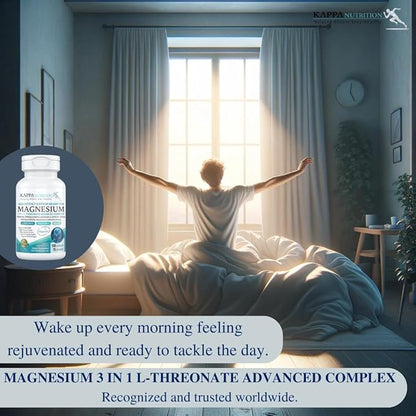 Kappa Nutrition Magbrain™ Magnesium L-Threonate Plant-Based, 420mg Elemental Magnesium (3 Capsules) from 2,253mg, 150 Vegan Capsules, Brain, Sleep & Muscle Support.