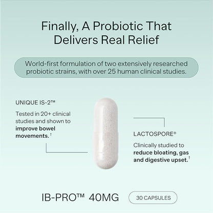 IB-PRO Bacillus Coagulans Probiotic - 2-1 Lactospore & Unique is-2 for Occasional Constipation, Bloating & Digestive Upset - 3rd Party Verified - 30 Capsules