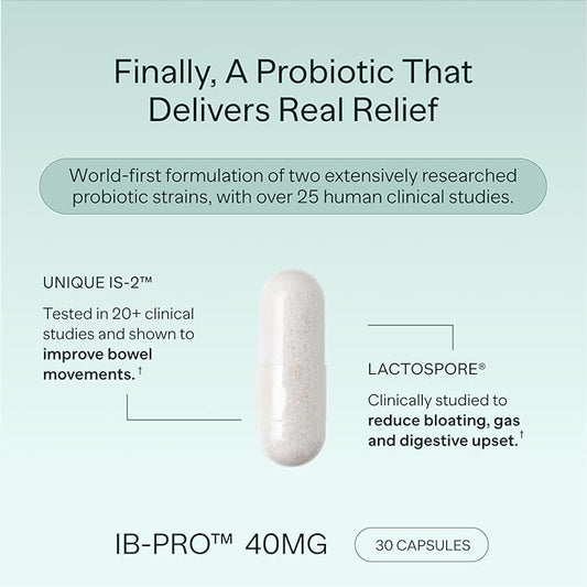 IB-PRO Bacillus Coagulans Probiotic - 2-1 Lactospore & Unique is-2 for Occasional Constipation, Bloating & Digestive Upset - 3rd Party Verified - 30 Capsules