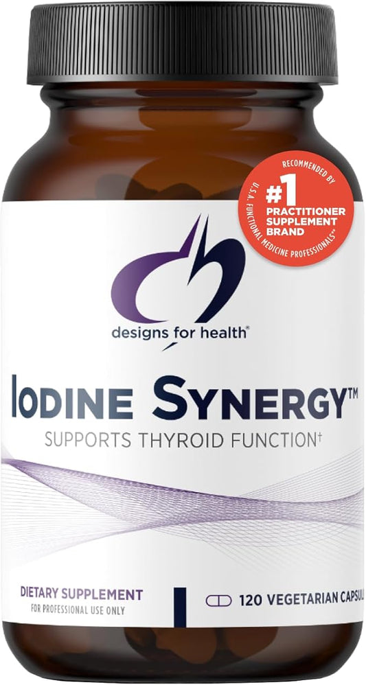 Designs for Health Iodine with Selenium - Iodine Synergy, 10mg Potassium Iodide + 40mcg Selenium (Selenomethionine) Supplement for Thyroid Support - Non-GMO + Gluten-Free (120 Capsules)