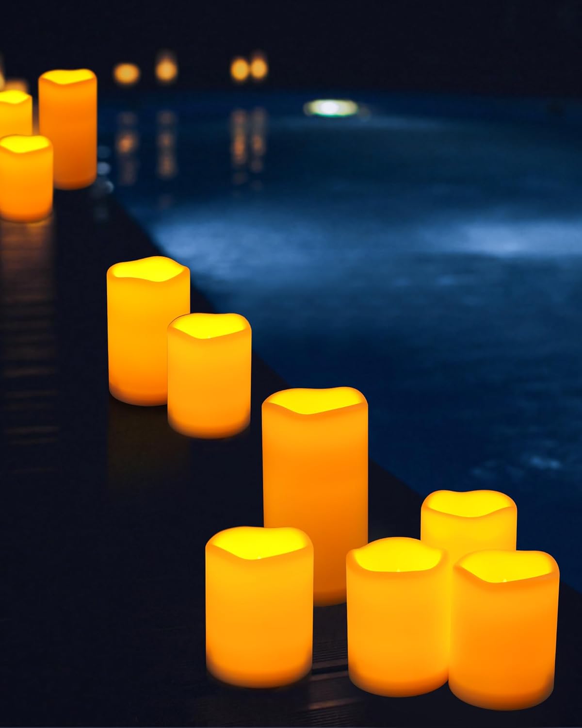 Da by Candles Battery Operated Candles LED Outdoor Waterproof Candles Plastic Fake Candles with Remote Timers Set of 12(Ivory)