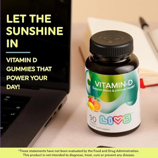 Vitamin D Gummies for Women & Adults | Vitamin D3 2,000 IU Supplement for Immune Support & Bone Health | Gelatin-Free, Gluten-Free & Non-GMO Gummy Vitamins | Lemon, Berry & org Flavor - 180 Ct