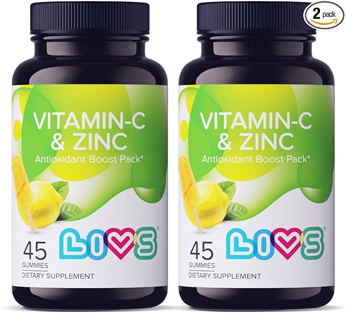 Vitamin C & Zinc Gummies for Adults & Children – 125mg Vitamin C & 20mg Zinc Per Dose | Vegan Gummy Vitamin for Skin Health, Blood Pressure & Metabolism | Gluten Free Kosher Supplements – 90 Ct