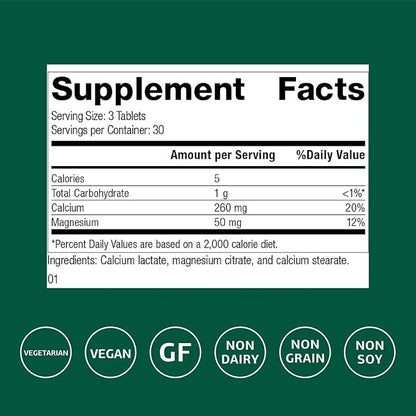 Standard Process Inc. Calcium Lactate - Immune Support and Bone Strength - Bone Health and Muscle Supplement with Magnesium and Calcium - 90 Tablets