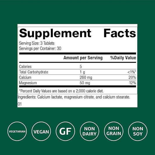 Standard Process Inc. Calcium Lactate - Immune Support and Bone Strength - Bone Health and Muscle Supplement with Magnesium and Calcium - 90 Tablets
