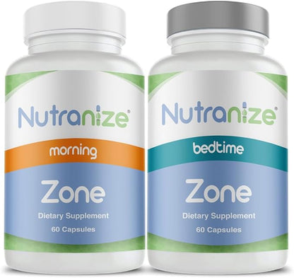 Zone Calcium Supplement, Magnesium Glycinate, Vitamin D3, K2 MK7, Methylfolate, Berberine, Chromium Picolinate, Cinnamon, Melatonin (60 Count of Both Bottles)