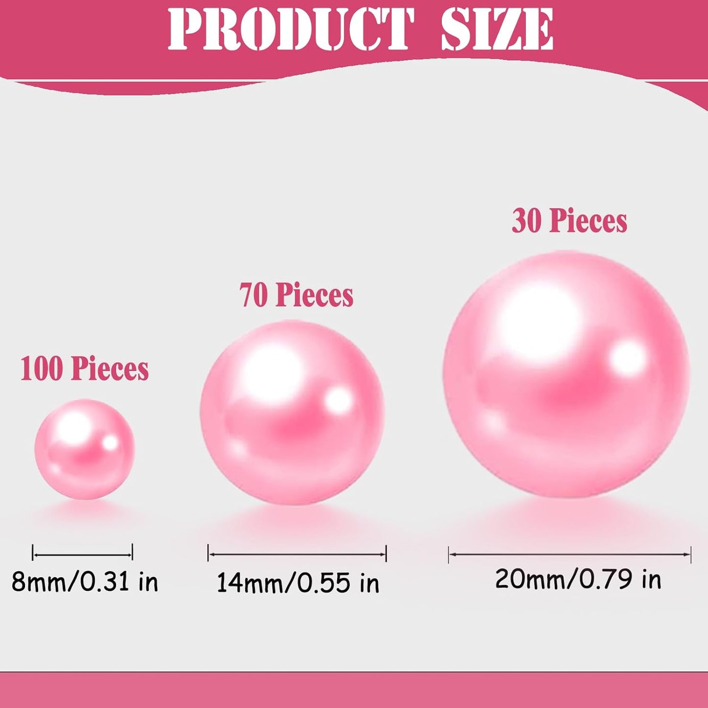 200 Pcs Vase Filler Beads Pink Pearl Beads for Vase No Hole Pearls for Centerpieces Vases DIY Home Table Party Decor DIY Wedding 8/14/20mm