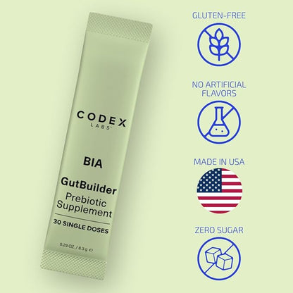 Prebiotics for Digestive Health & Immune System Support – Dietary Fibers, Antioxidants & Superfoods for Gut Barrier Strength & Gut Microbiome Balance | 30-Day Supply | Codex Labs BIA GutBuilder