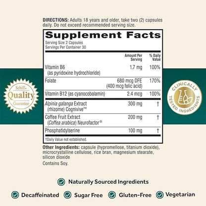 NEURIVA Ultra Brain Supplement for Mental Alertness, Memory, Focus & Concentration with Clinically Tested Cognivive, Neurofactor, Phosphatidylserine, Vitamins B6 & B12, 60 Count Capsules (2 Pack)