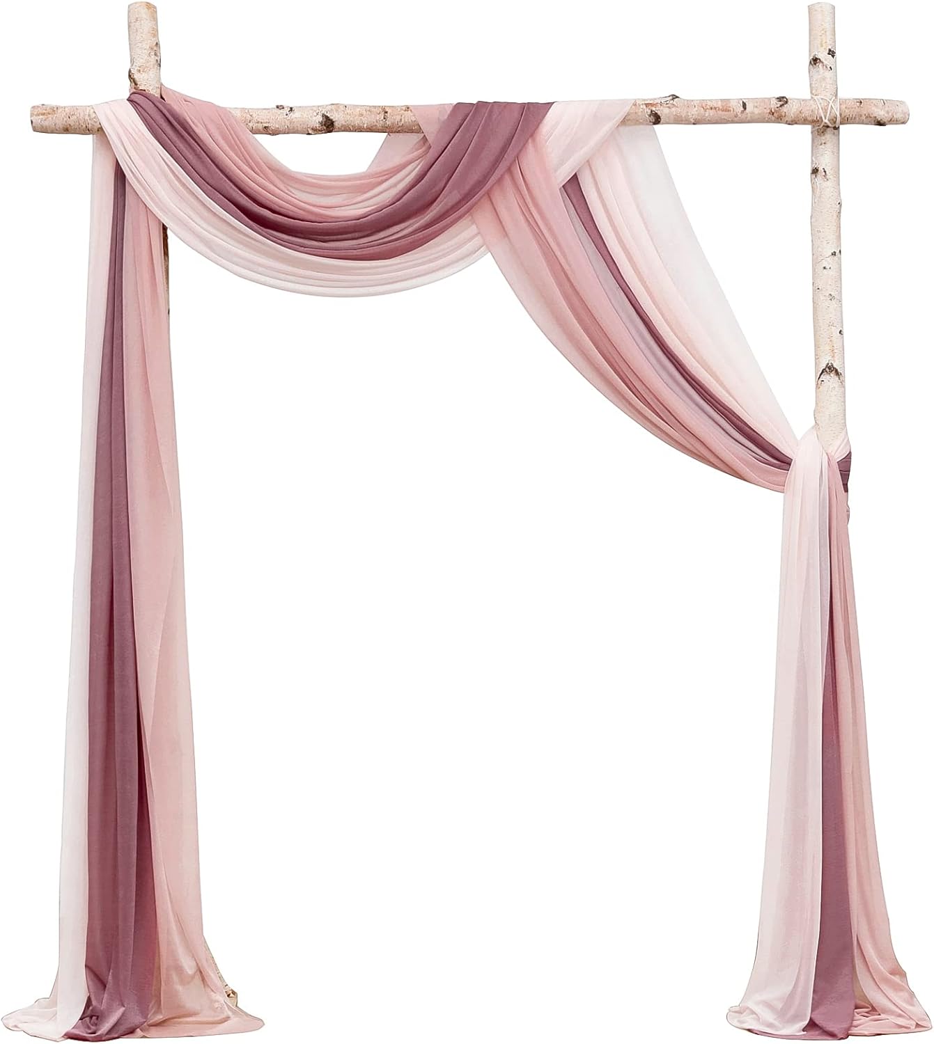 Floroom Wedding Arch Draping Fabric 3 Panels 20Ft Chiffon Fabric Drapes Arbor Drapery Wedding Ceremony Reception Swag Decorations (Mauve +Dusty Rose +Blush)
